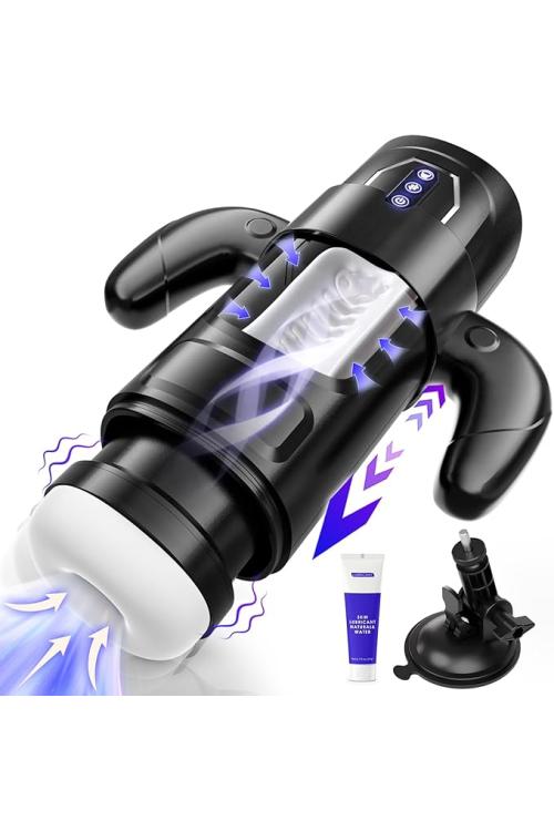 Electric Male Masturbator - 6 Thrusting & 3 Suction Modes w/ Handle (TPE)